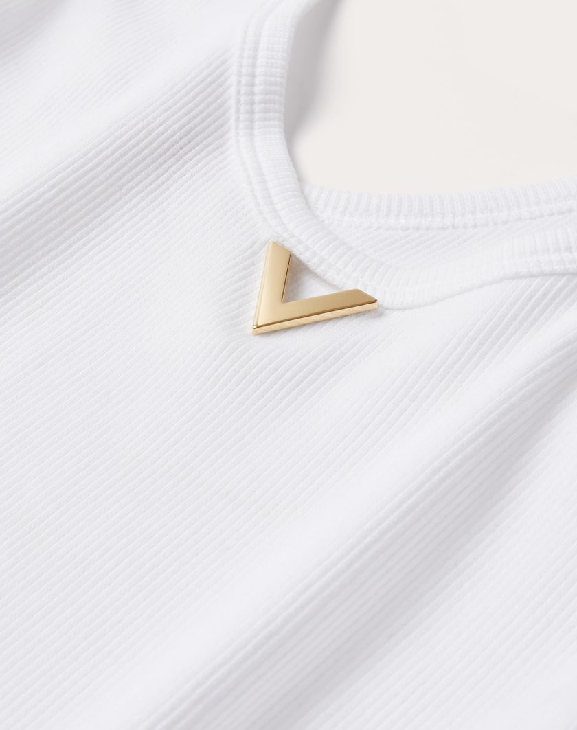 Valentino Handbags Top In Ribbed Cotton per Donna in Bianco | Valentino IT Duty-free
