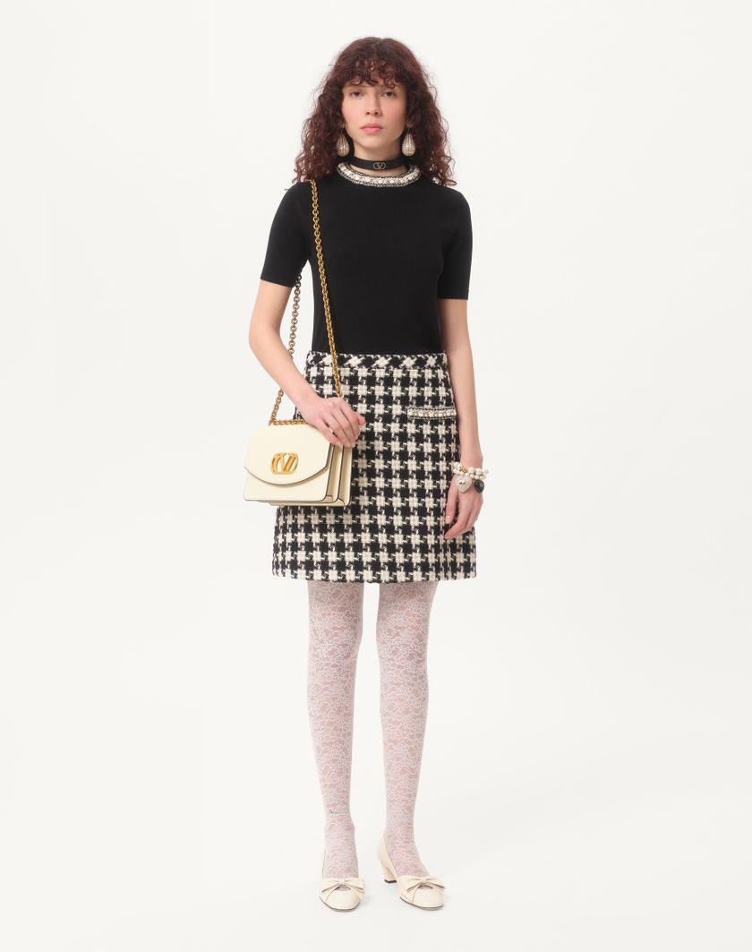 Valentino Handbags Maglia In Lana Ricamata per Donna in Nero | Valentino IT Italy