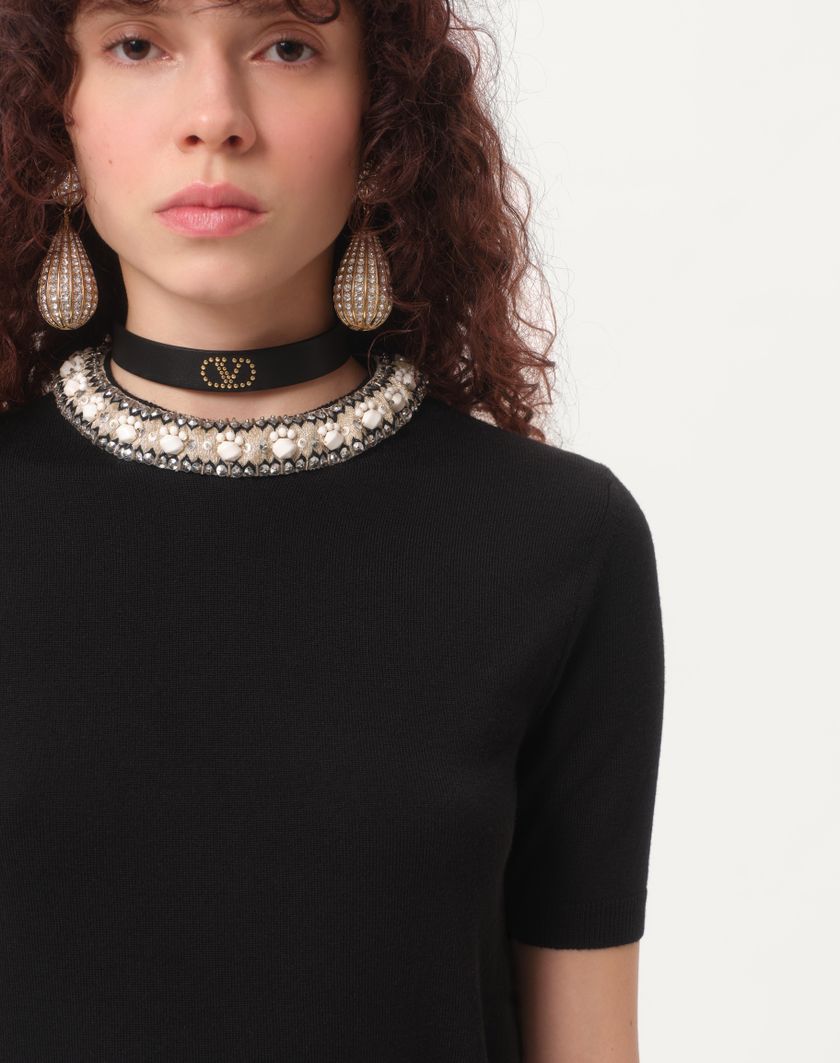 Valentino Handbags Maglia In Lana Ricamata per Donna in Nero | Valentino IT Italy