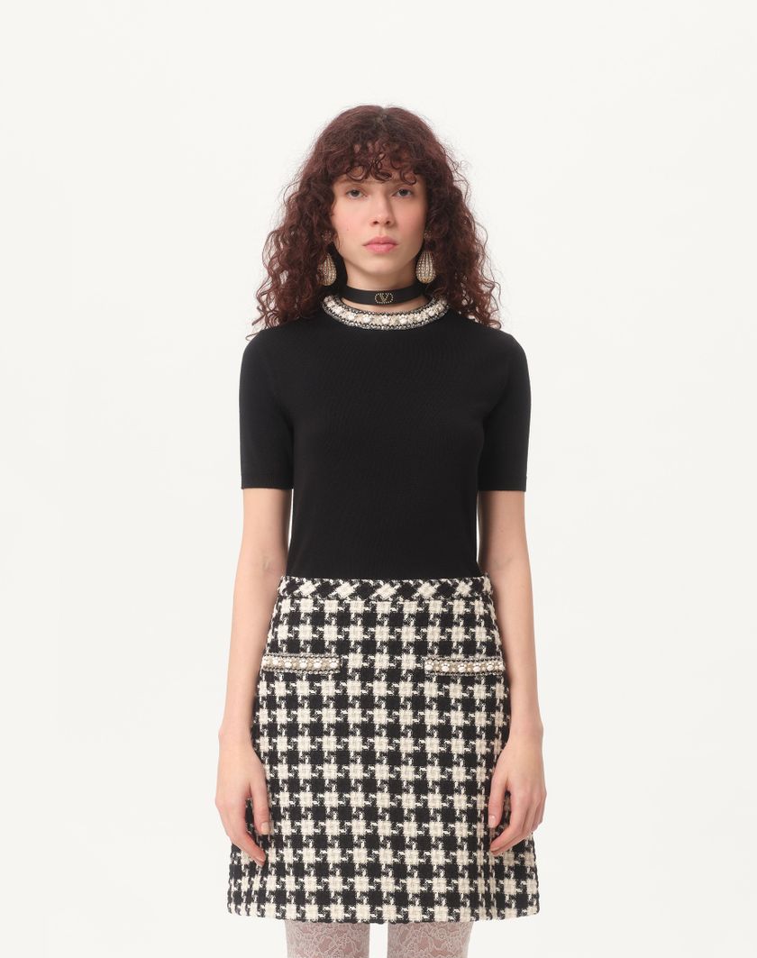Valentino Handbags Maglia In Lana Ricamata per Donna in Nero | Valentino IT Italy