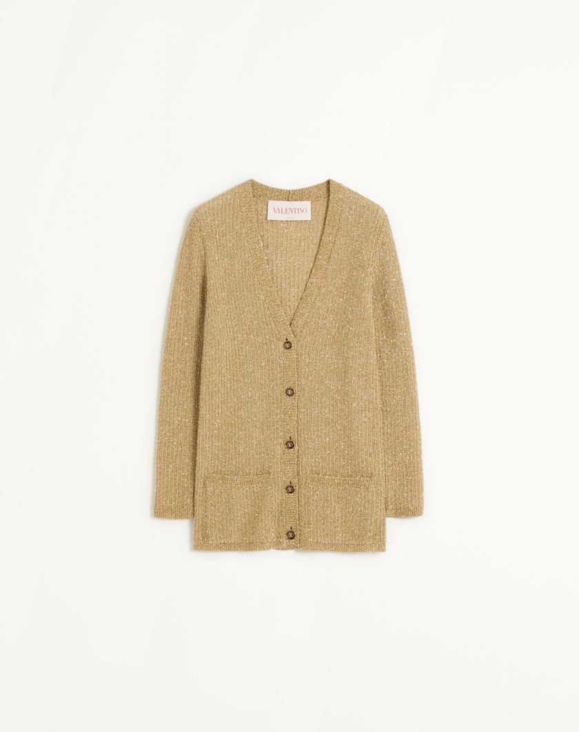 Valentino Handbags Cardigan In Lurex per Donna in Oro | Valentino IT In Linea