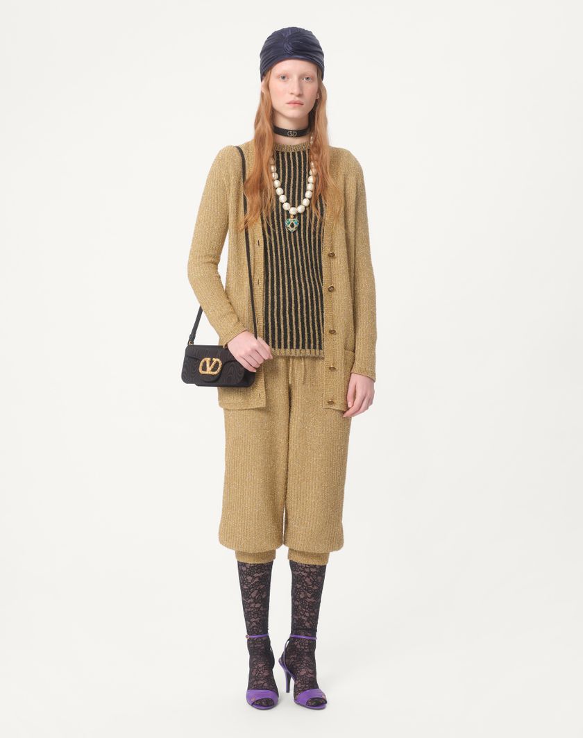 Valentino Handbags Cardigan In Lurex per Donna in Oro | Valentino IT In Linea