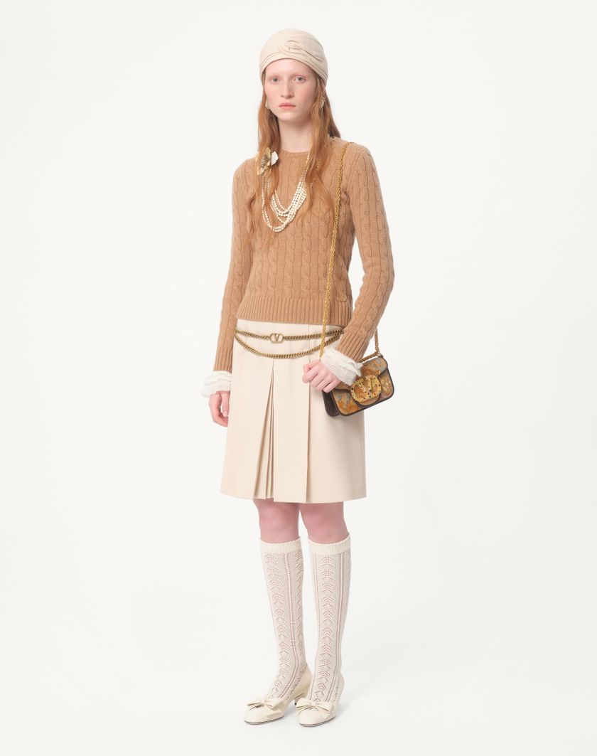 Valentino Handbags Maglia In Cashmere per Donna in Cammello/avorio | Valentino IT Promozione