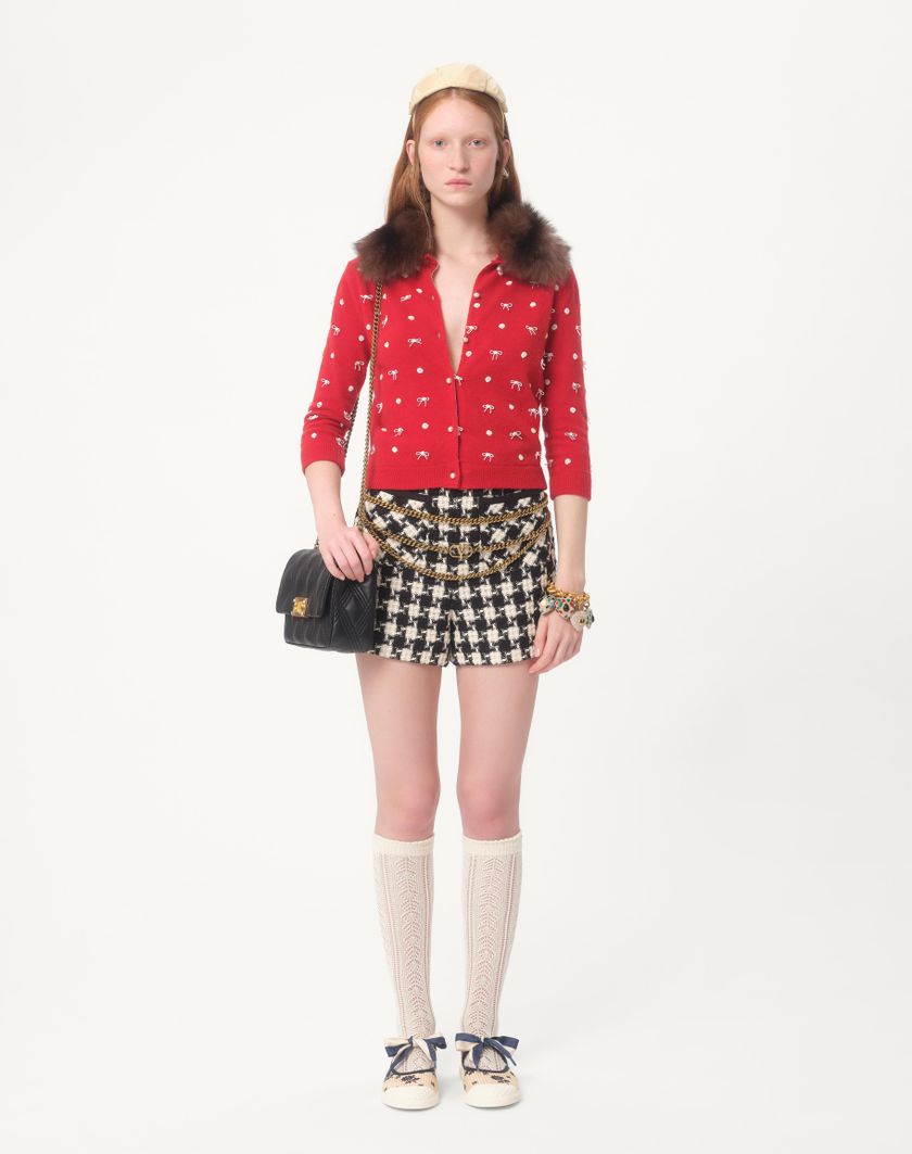 Valentino Handbags Cardigan In Lana Ricamato per Donna in Rosso | Valentino IT Soddisfazione Garantita
