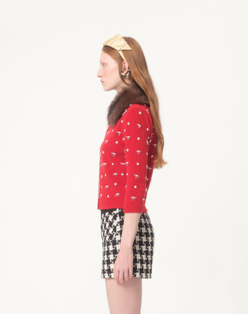 Valentino Handbags Cardigan In Lana Ricamato per Donna in Rosso | Valentino IT Soddisfazione Garantita