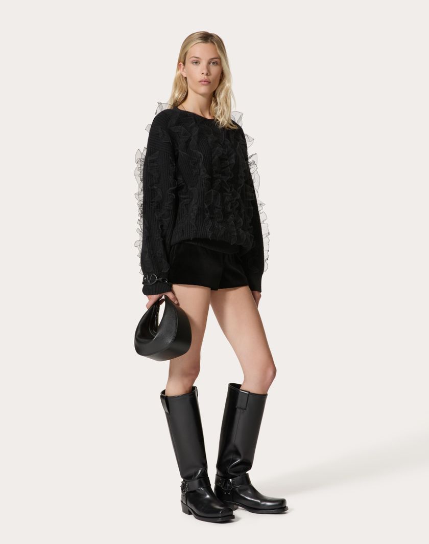 Valentino Handbags Maglia In Lana Ricamata per Donna in Nero | Valentino IT Qualità Garantita