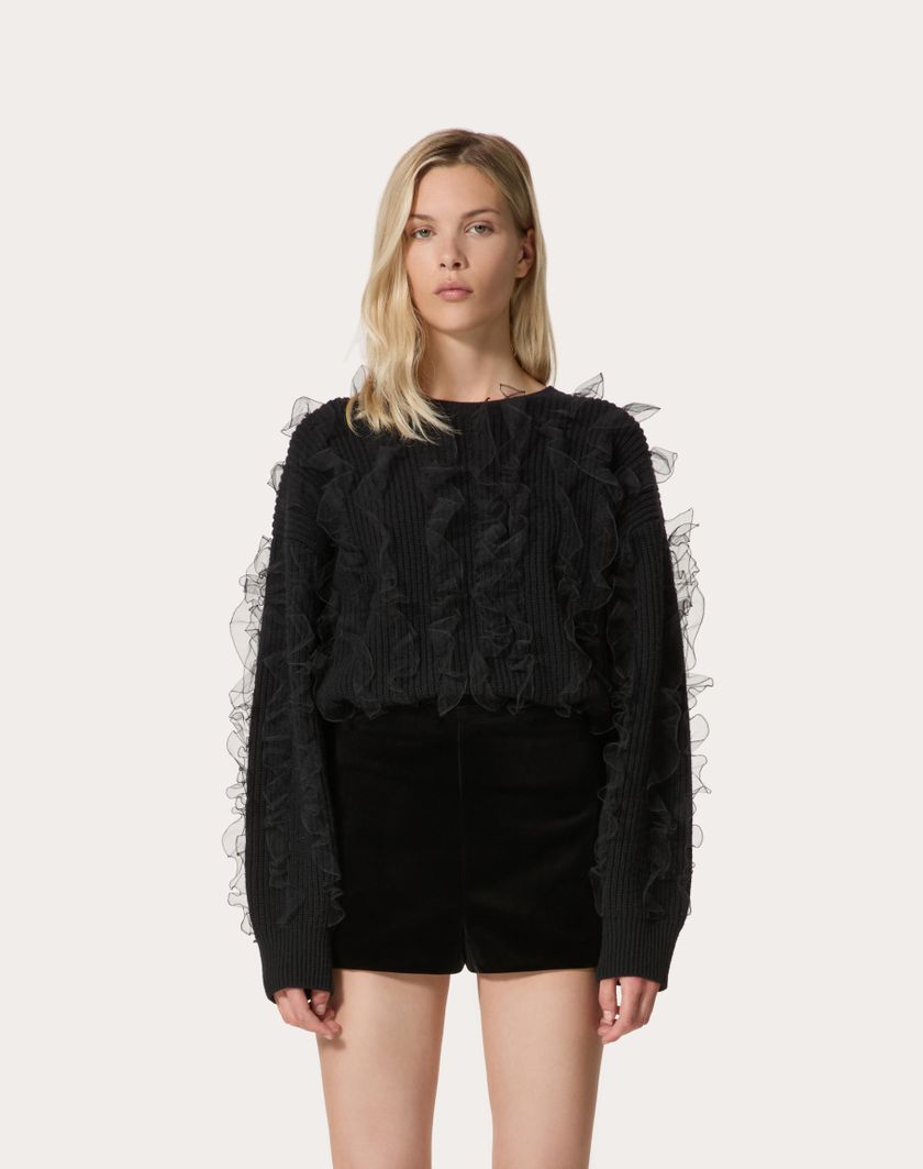 Valentino Handbags Maglia In Lana Ricamata per Donna in Nero | Valentino IT Qualità Garantita