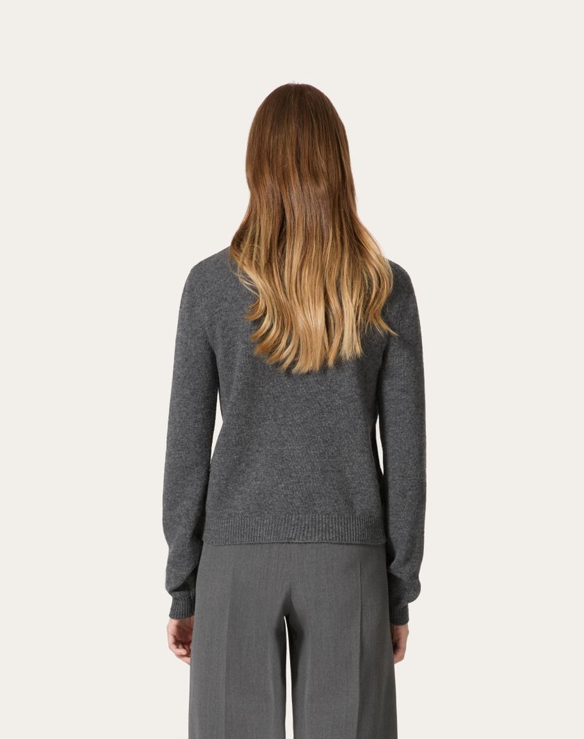 Valentino Handbags Cardigan In Lana Ricamato per Donna in Grigio Scuro | Valentino IT Promozione Limitata