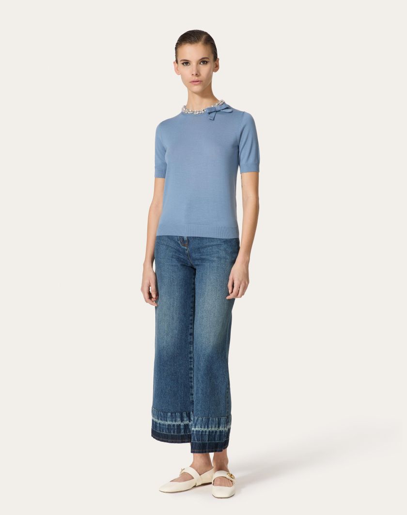 Valentino Handbags Maglia In Lana Ricamata per Donna in Azzurro | Valentino IT Convenienza