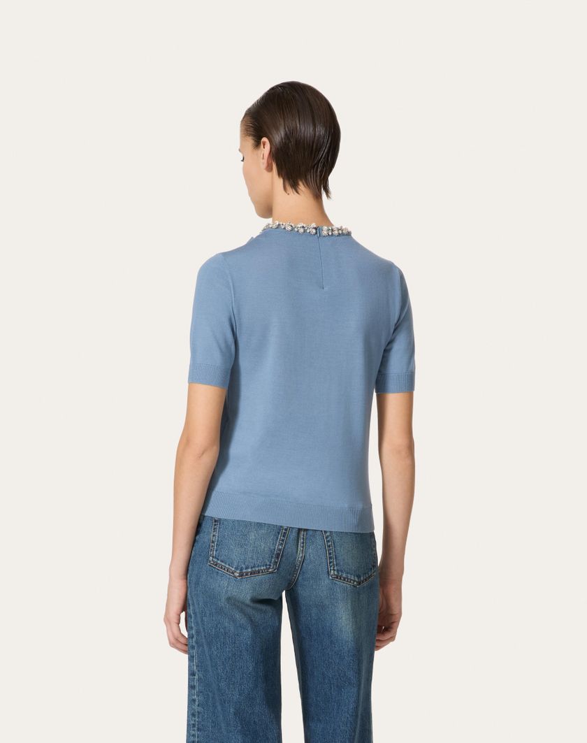 Valentino Handbags Maglia In Lana Ricamata per Donna in Azzurro | Valentino IT Convenienza
