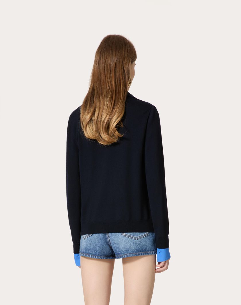 Valentino Handbags Cardigan In Lana per Donna in Navy | Valentino IT Novità