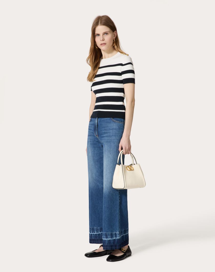 Valentino Handbags Maglia In Cotone per Donna in Navy/avorio | Valentino IT Presa