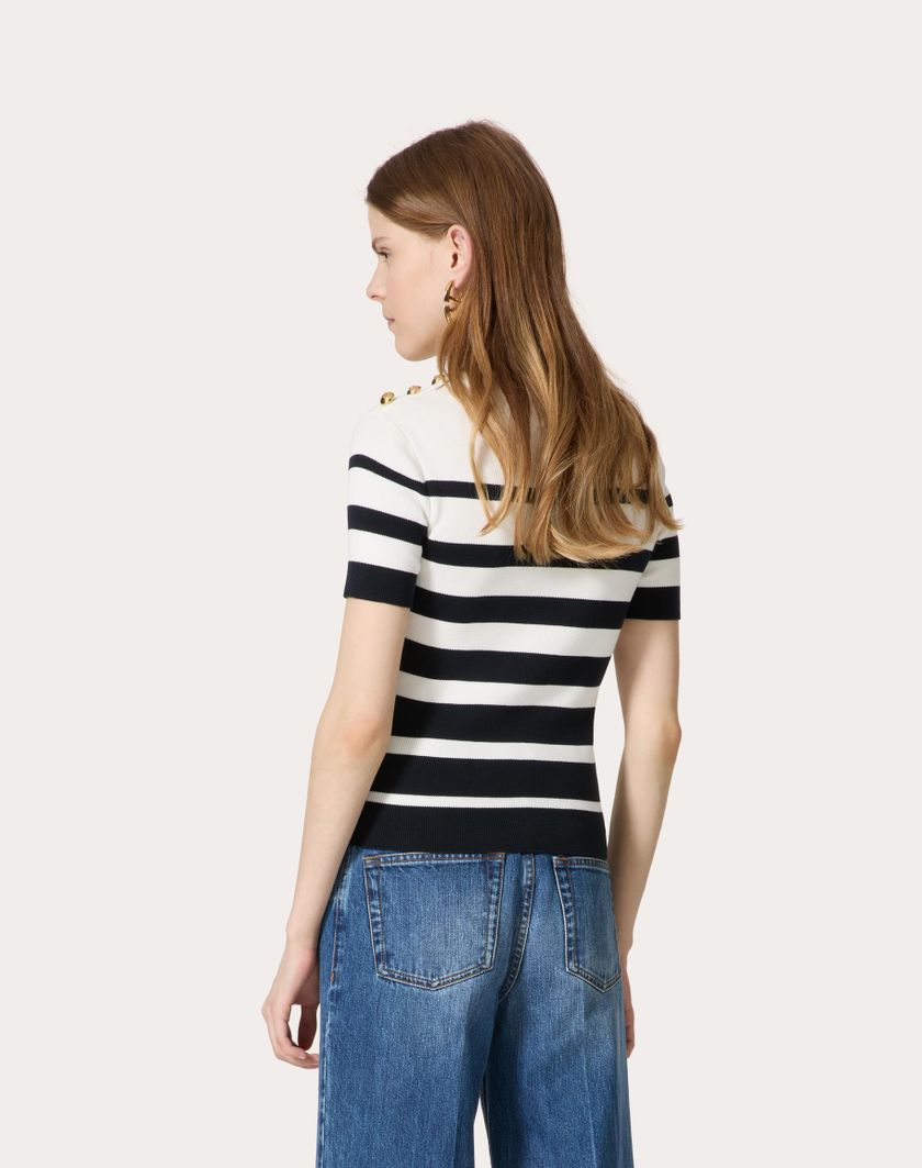 Valentino Handbags Maglia In Cotone per Donna in Navy/avorio | Valentino IT Presa