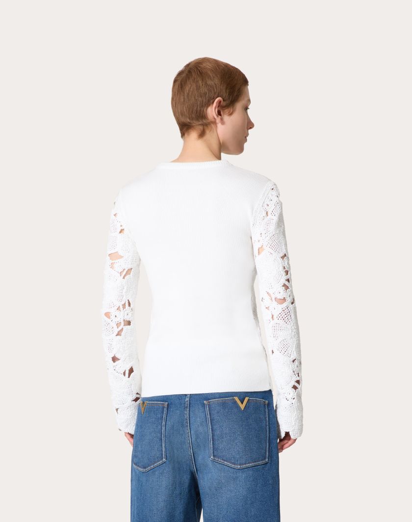 Valentino Handbags Maglia In Cotone Ricamata per Donna in Avorio | Valentino IT Economico