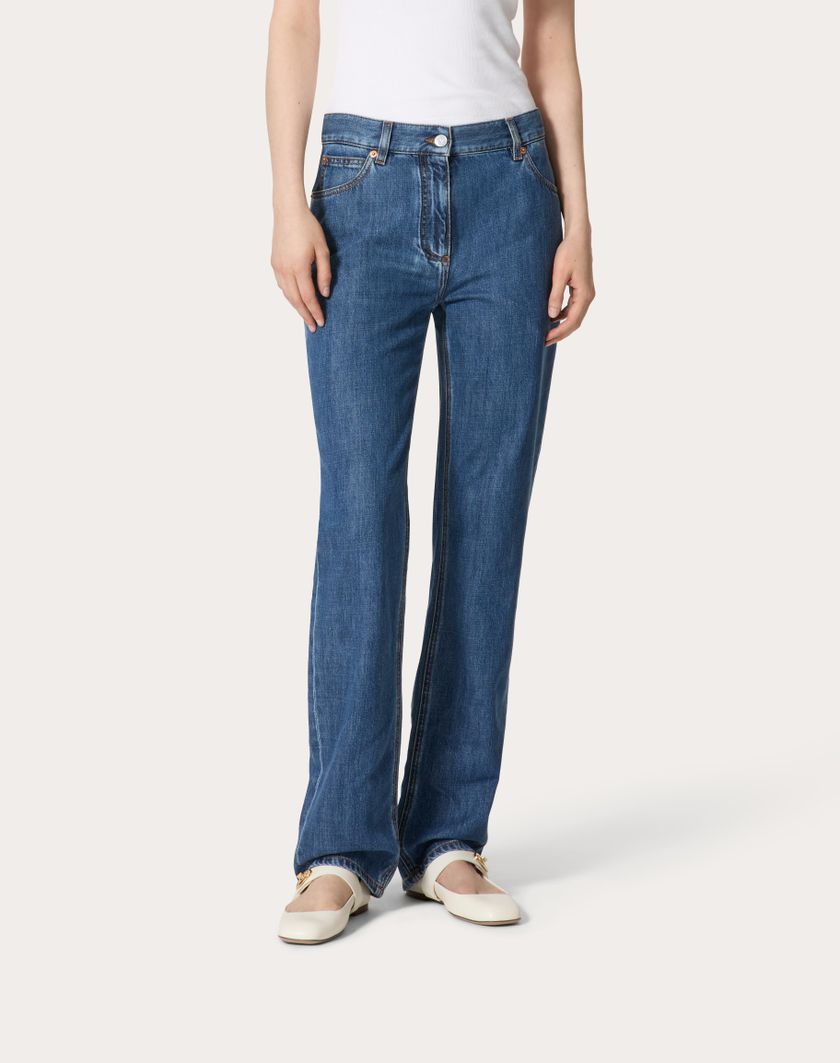 Valentino Handbags Pantaloni In Denim Blu Medio per Donna in Denim | Valentino IT In Vendita