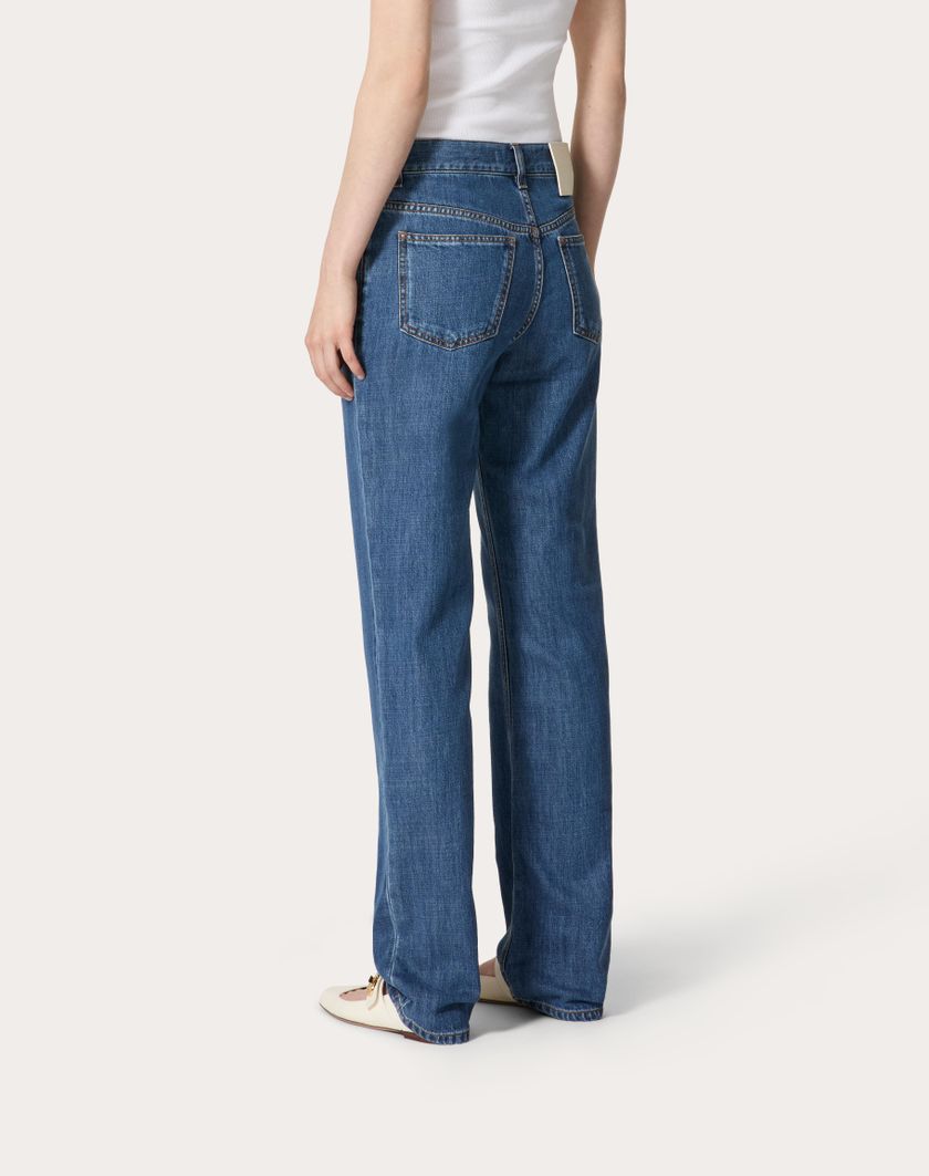 Valentino Handbags Pantaloni In Denim Blu Medio per Donna in Denim | Valentino IT In Vendita