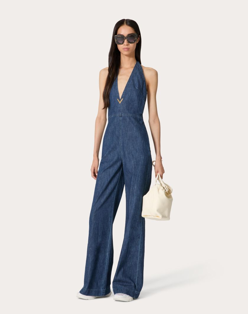 Valentino Handbags Tuta In Chambray Denim per Donna in Denim | Valentino IT Vendita Calda