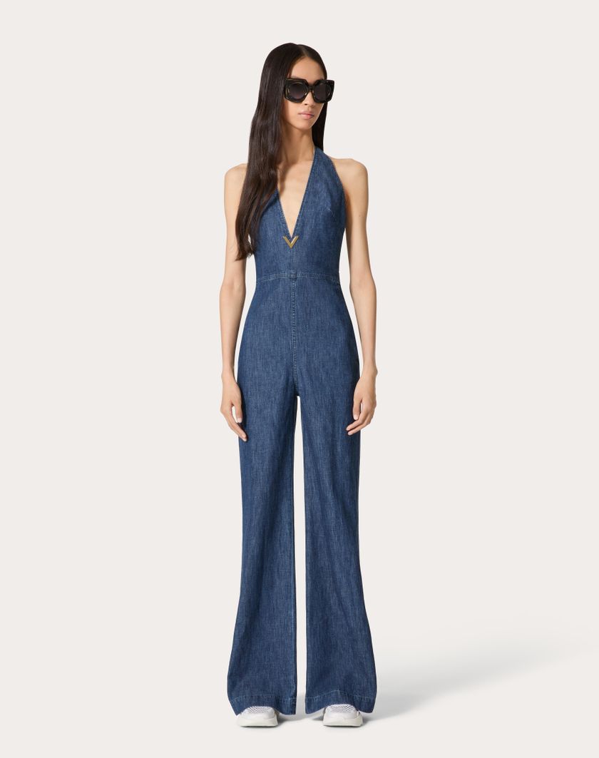 Valentino Handbags Tuta In Chambray Denim per Donna in Denim | Valentino IT Vendita Calda