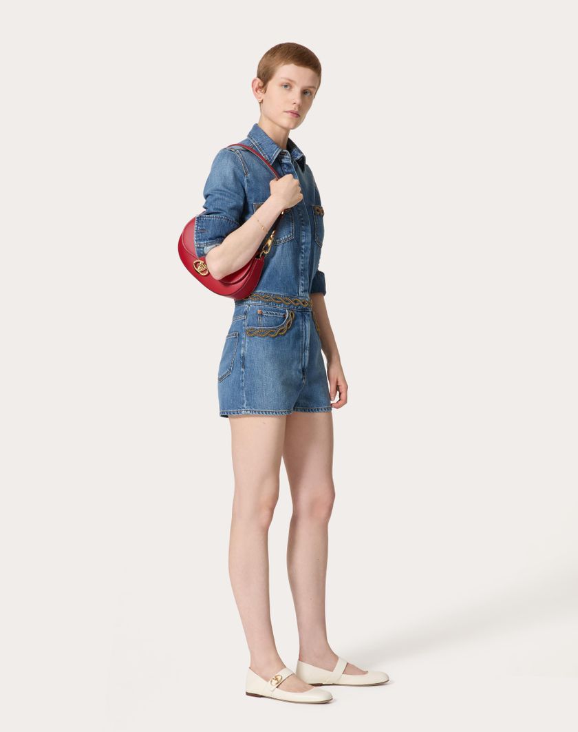 Valentino Handbags Tuta In Denim Blu Medio Ricamata per Donna in Denim | Valentino IT Vendita Economica