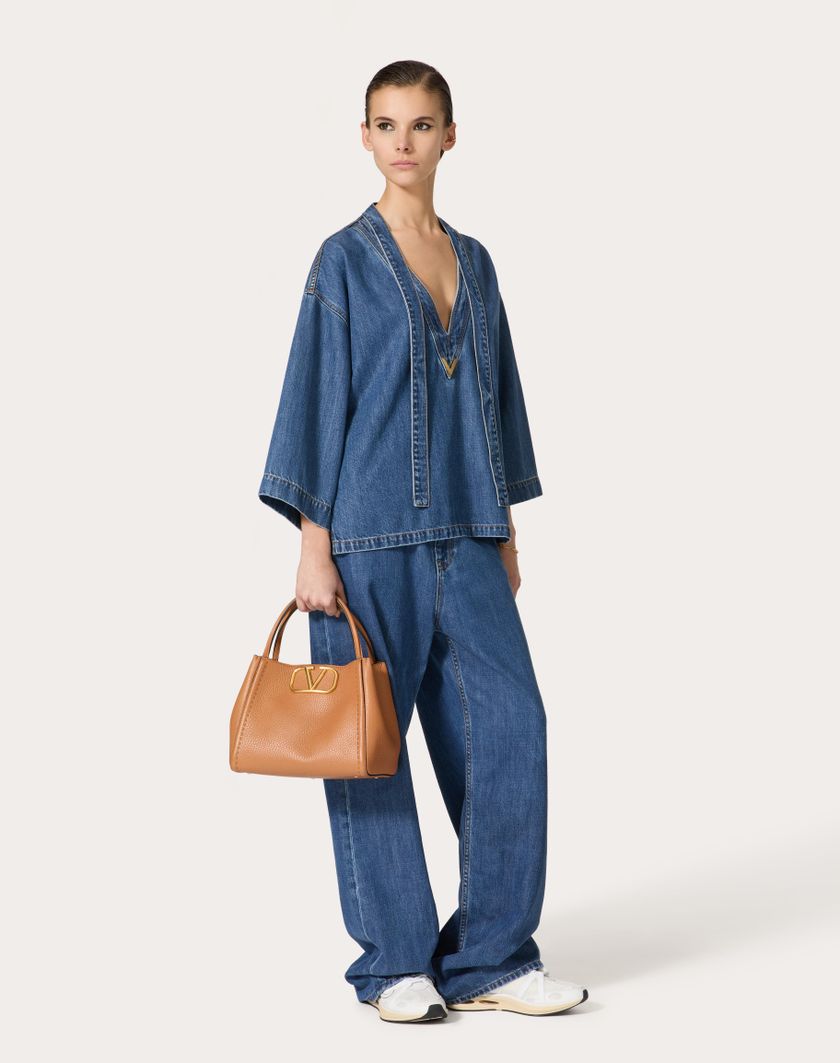 Valentino Handbags Kaftano In Denim Blu Medio per Donna in Denim | Valentino IT In Saldo