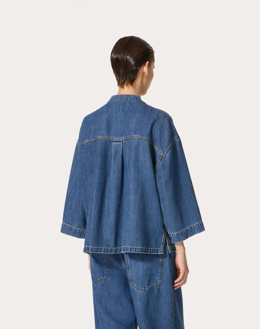 Valentino Handbags Kaftano In Denim Blu Medio per Donna in Denim | Valentino IT In Saldo