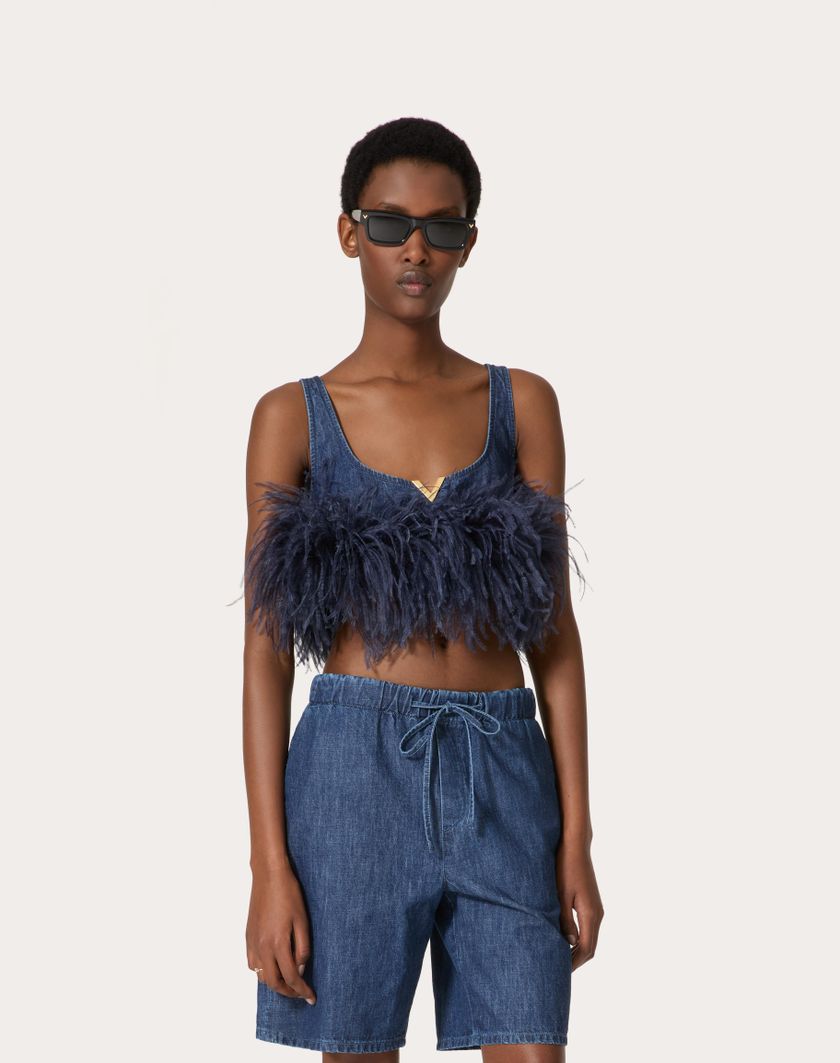 Valentino Handbags Top In Chambray Denim per Donna in Denim | Valentino IT Nuova