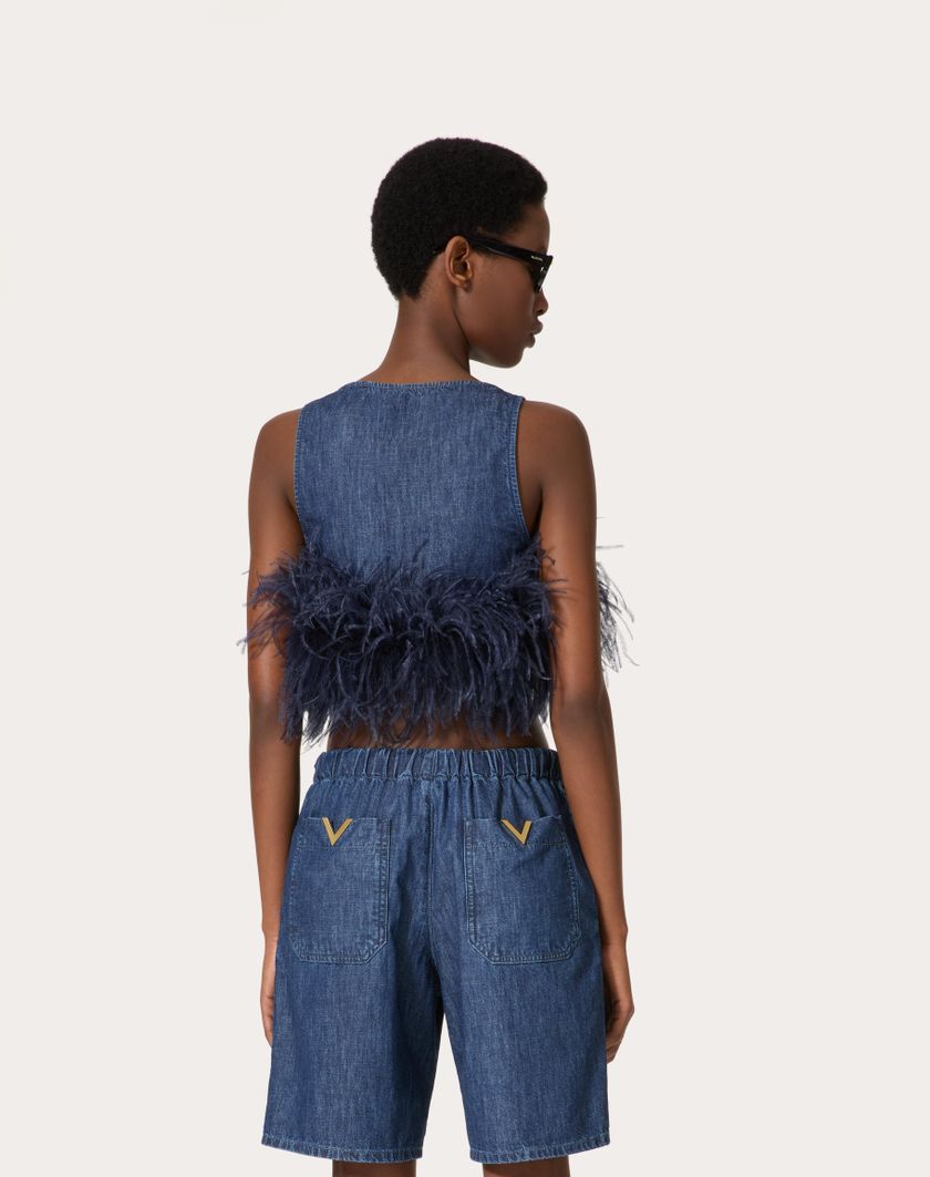 Valentino Handbags Top In Chambray Denim per Donna in Denim | Valentino IT Nuova