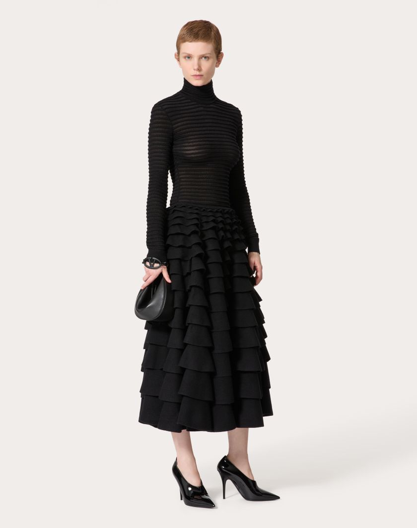 Valentino Handbags Gonna Midi In Maglia per Donna in Nero | Valentino IT Grande vendita