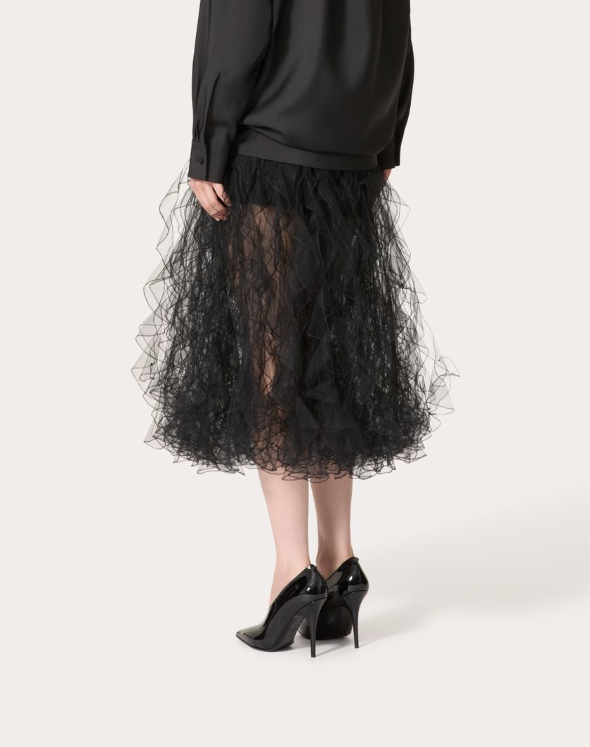 Valentino Handbags Gonna In Tulle Illusione per Donna in Nero | Valentino IT Flash Sale