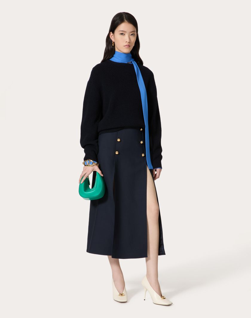 Valentino Handbags Gonna Midi In Crepe Couture per Donna in Navy | Valentino IT Vendite stagionali