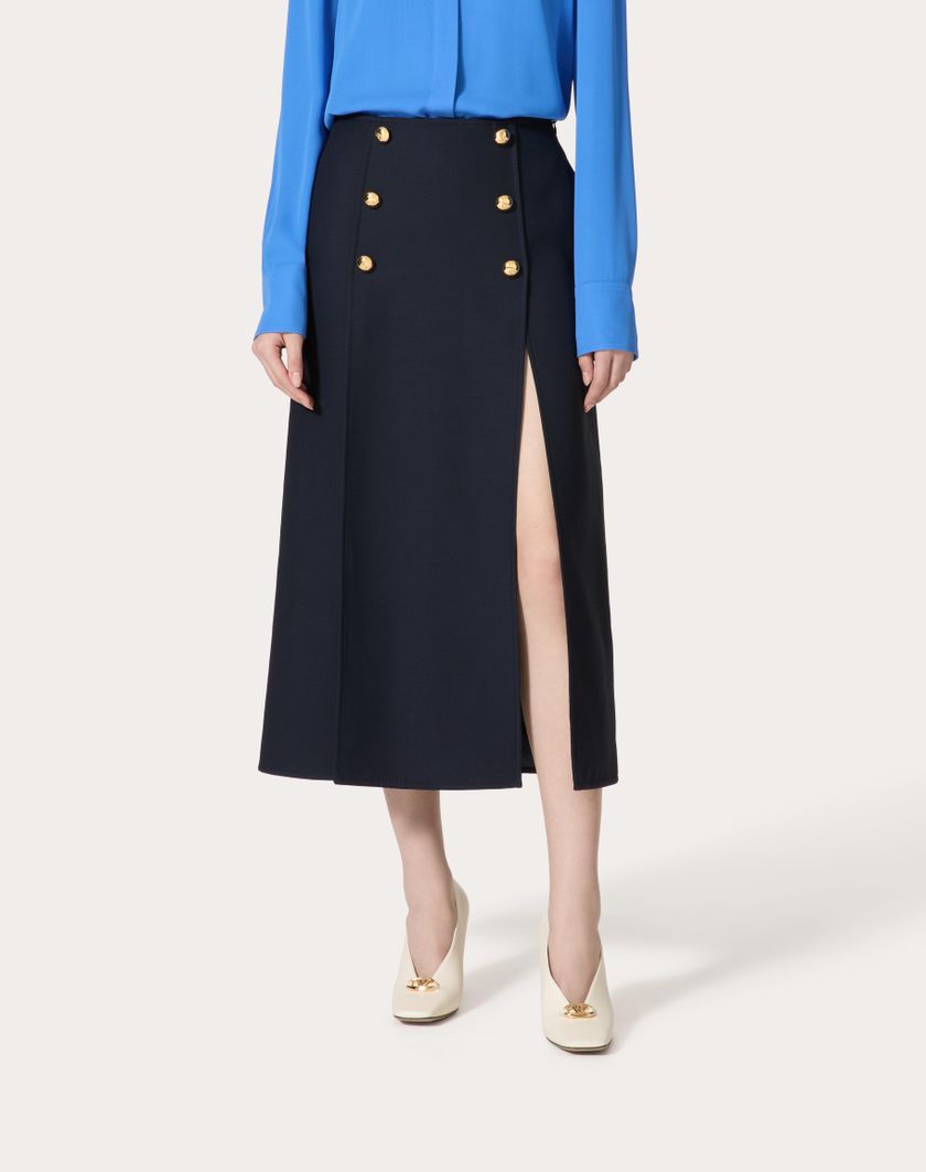 Valentino Handbags Gonna Midi In Crepe Couture per Donna in Navy | Valentino IT Vendite stagionali