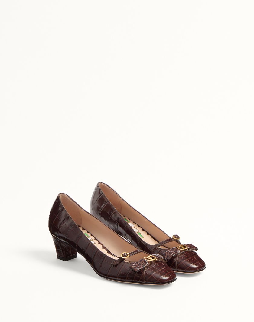 Valentino Handbags Décolleté Bowow In Vitello Stampato 45mm per Donna in Avorio | Valentino IT Online Outlet