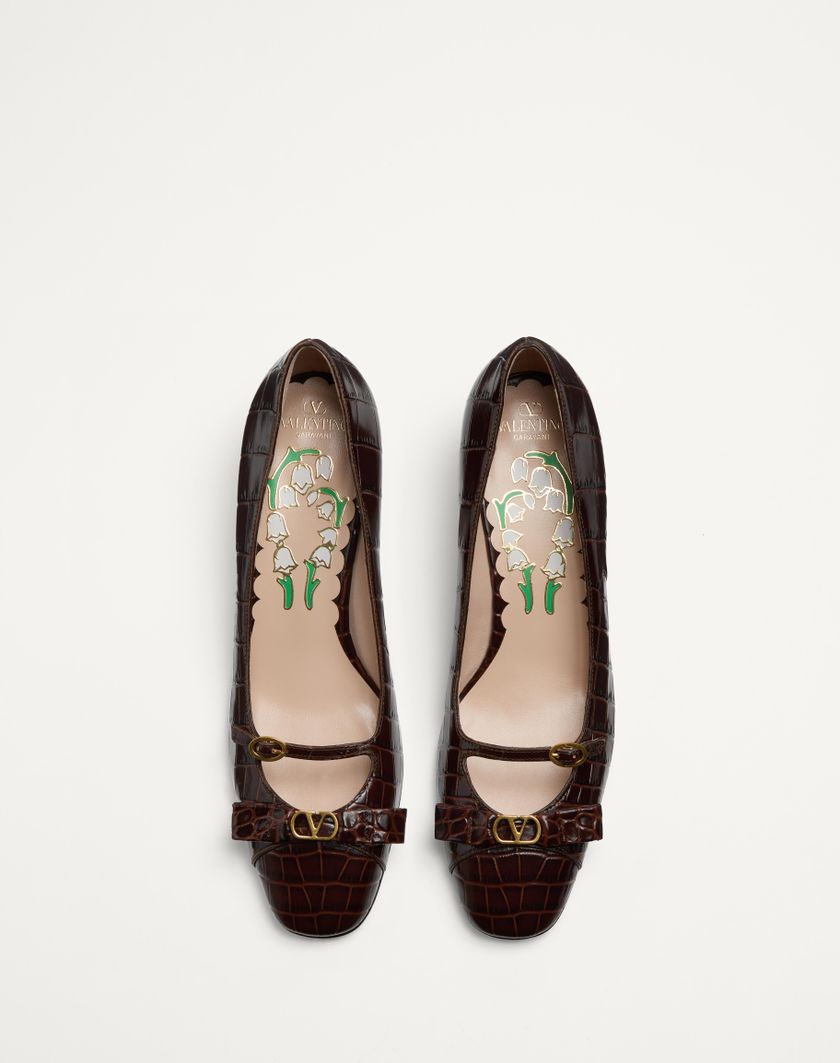 Valentino Handbags Décolleté Bowow In Vitello Stampato 45mm per Donna in Avorio | Valentino IT Online Outlet