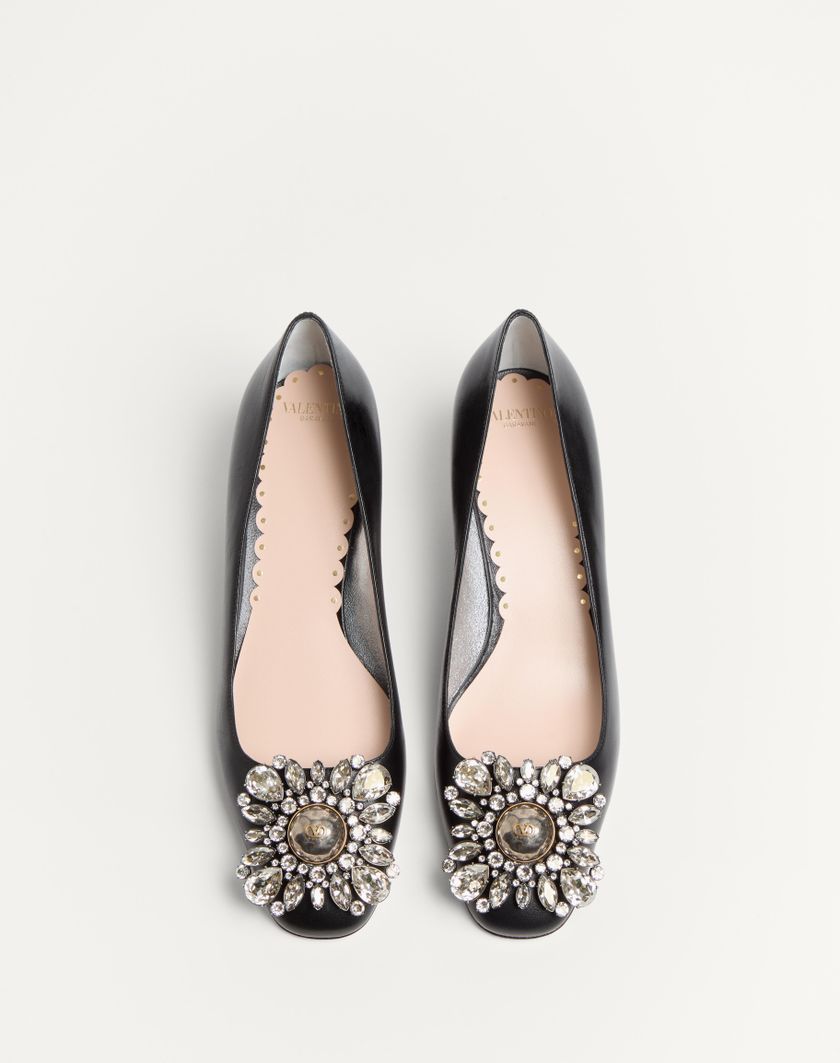 Valentino Handbags Décolleté Preshoes In Capretto Con Cristalli 45mm per Donna in Nero/silver | Valentino IT Nuovi prodotti