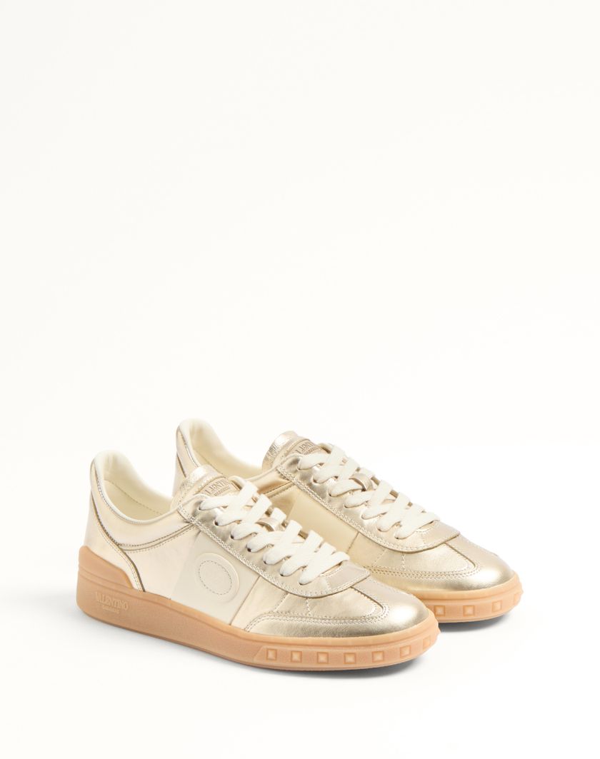 Valentino Handbags Sneaker Upvillage In Vitello Laminato Con Banda In Vitello Nappato per Donna in Bianco/platino | Valentino IT Bestseller
