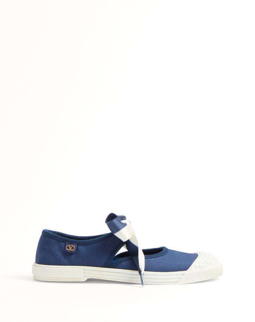 Valentino Handbags Sneaker Ballerina Bay By Bay In Canvas per Donna in Blu/avorio | Valentino IT Offerte giornaliere