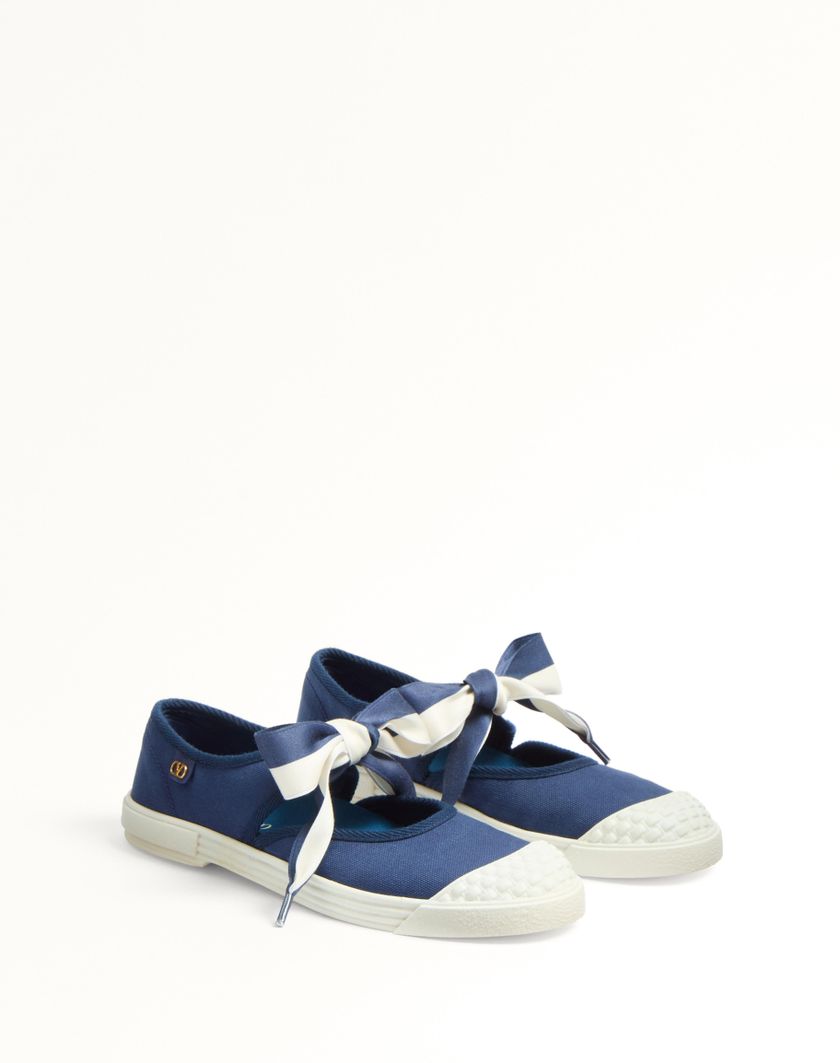 Valentino Handbags Sneaker Ballerina Bay By Bay In Canvas per Donna in Blu/avorio | Valentino IT Offerte giornaliere