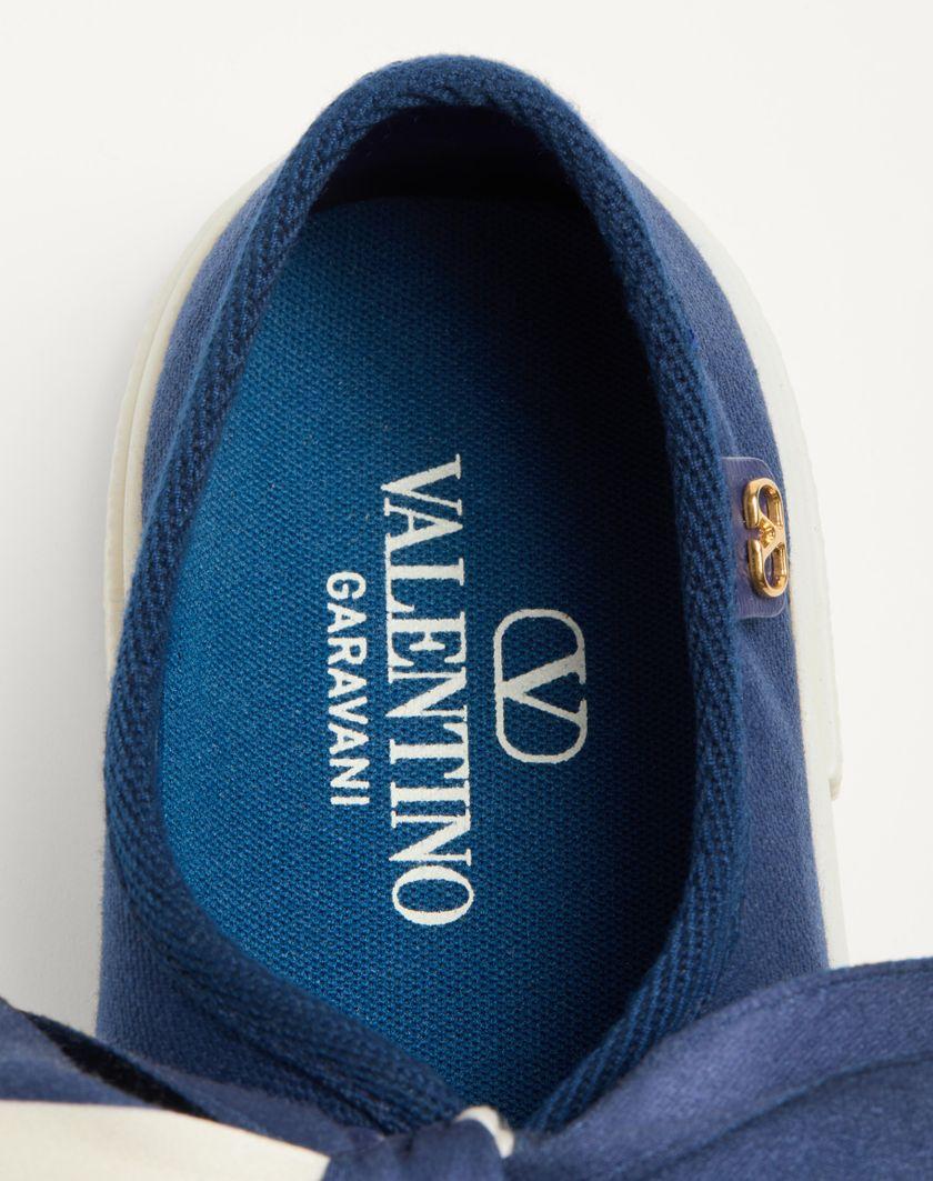 Valentino Handbags Sneaker Ballerina Bay By Bay In Canvas per Donna in Blu/avorio | Valentino IT Offerte giornaliere