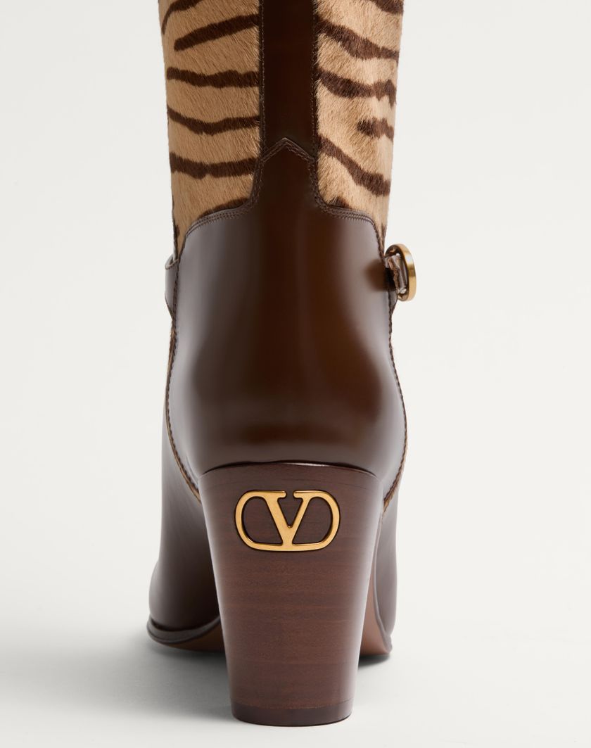 Valentino Handbags Stivale Pattie In Vitello Effetto Cavallino 75mm per Donna in Beige | Valentino IT Sconti VIP