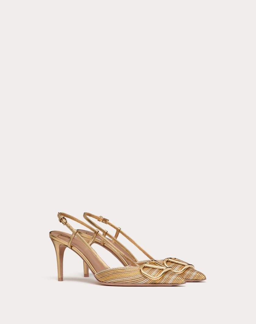 Valentino Handbags Décolleté Slingback Vlogo Signature Metalizzato Con Ricamo Cornely 80mm per Donna in Oro | Valentino IT ACQUISTA ORA