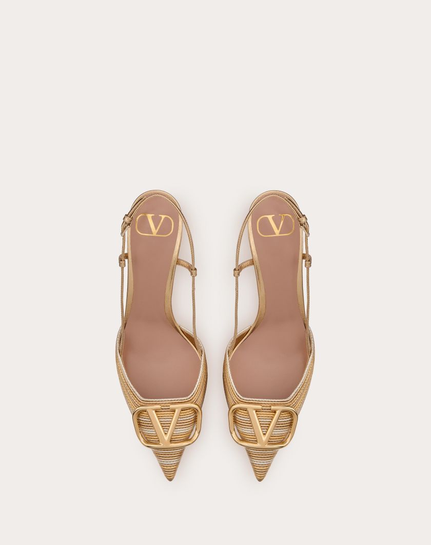Valentino Handbags Décolleté Slingback Vlogo Signature Metalizzato Con Ricamo Cornely 80mm per Donna in Oro | Valentino IT ACQUISTA ORA