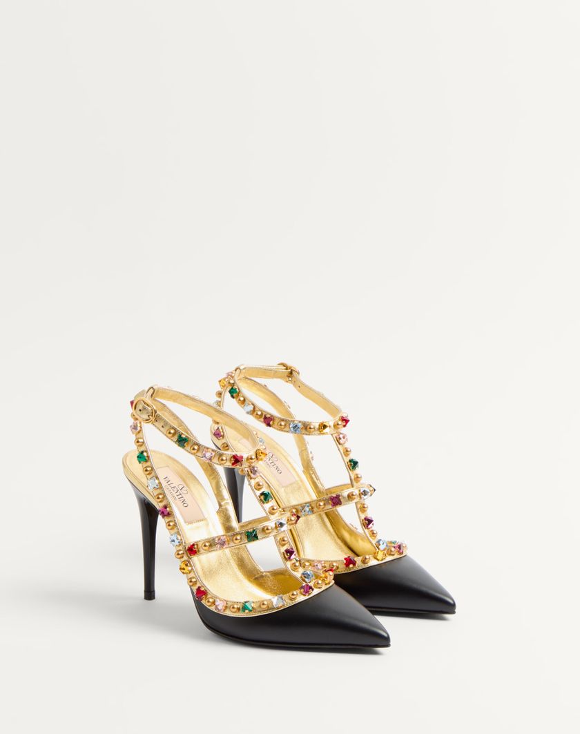 Valentino Handbags Décolleté Rockstud In Vitello Con Cabochon E Cristalli 100mm per Donna in Nero/antique Brass | Valentino IT Fino al 50% di sconto