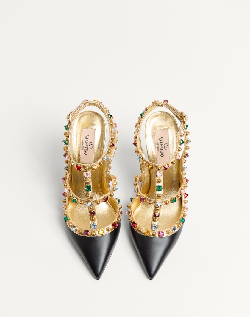 Valentino Handbags Décolleté Rockstud In Vitello Con Cabochon E Cristalli 100mm per Donna in Nero/antique Brass | Valentino IT Fino al 50% di sconto