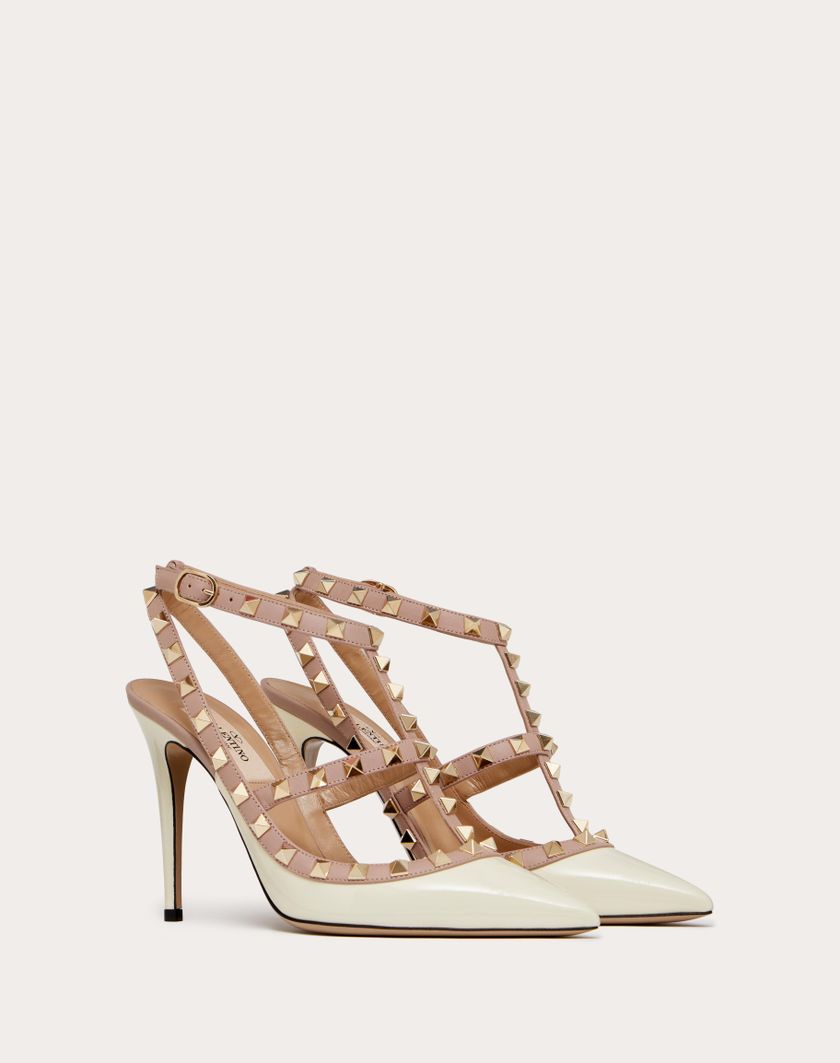Valentino Handbags Décolleté Rockstud In Vernice Con Cinturini 100mm per Donna in Poudre | Valentino IT Fino al 65% di sconto