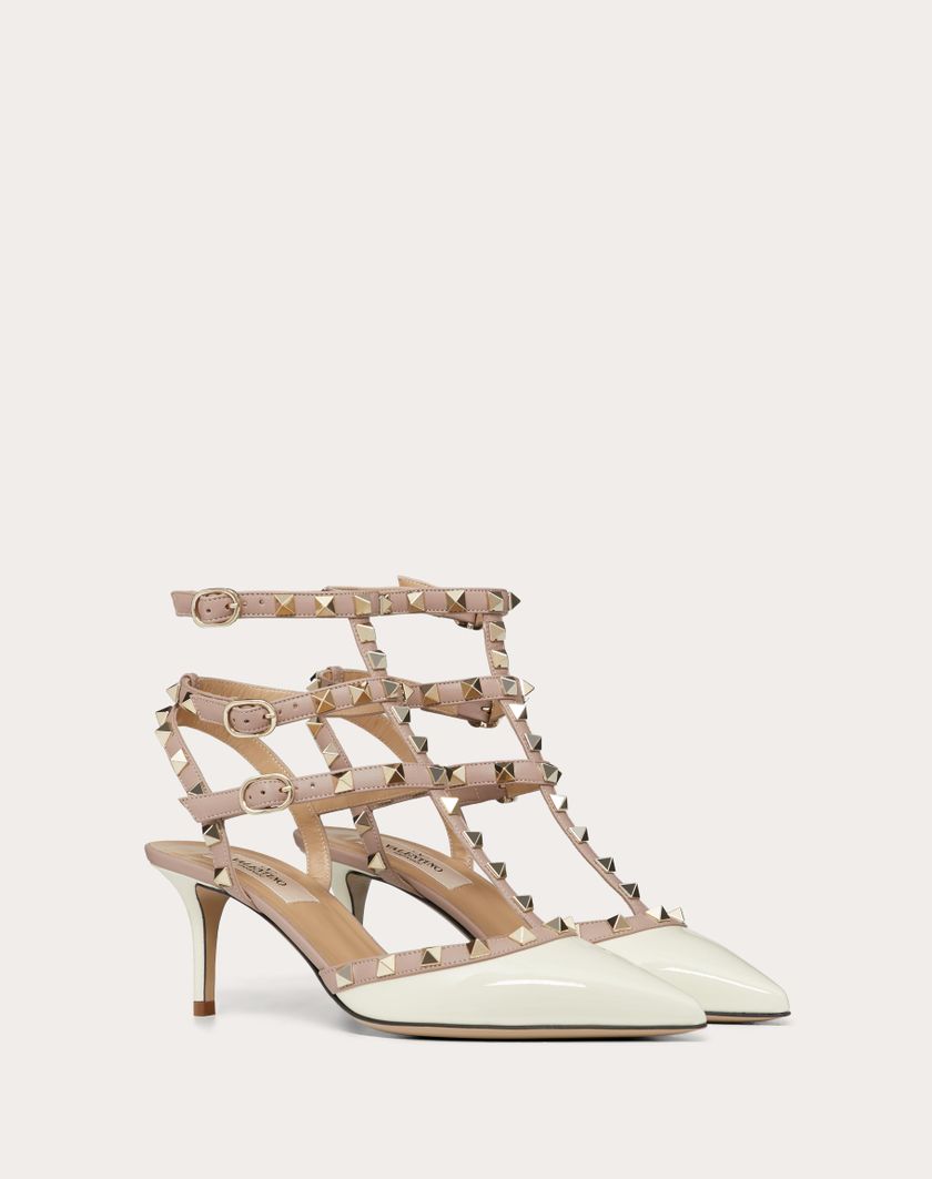 Valentino Handbags Décolleté Rockstud Con Cinturini 65mm per Donna in Avorio/poudre | Valentino IT Only for today