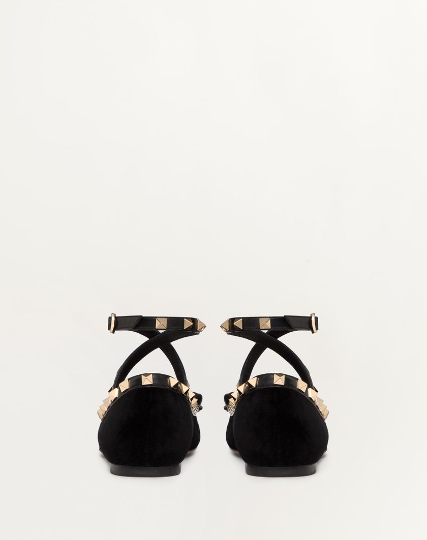Valentino Handbags Ballerina Rockstud In Velluto per Donna in Rosso Ciliegia | Valentino IT Super sconto