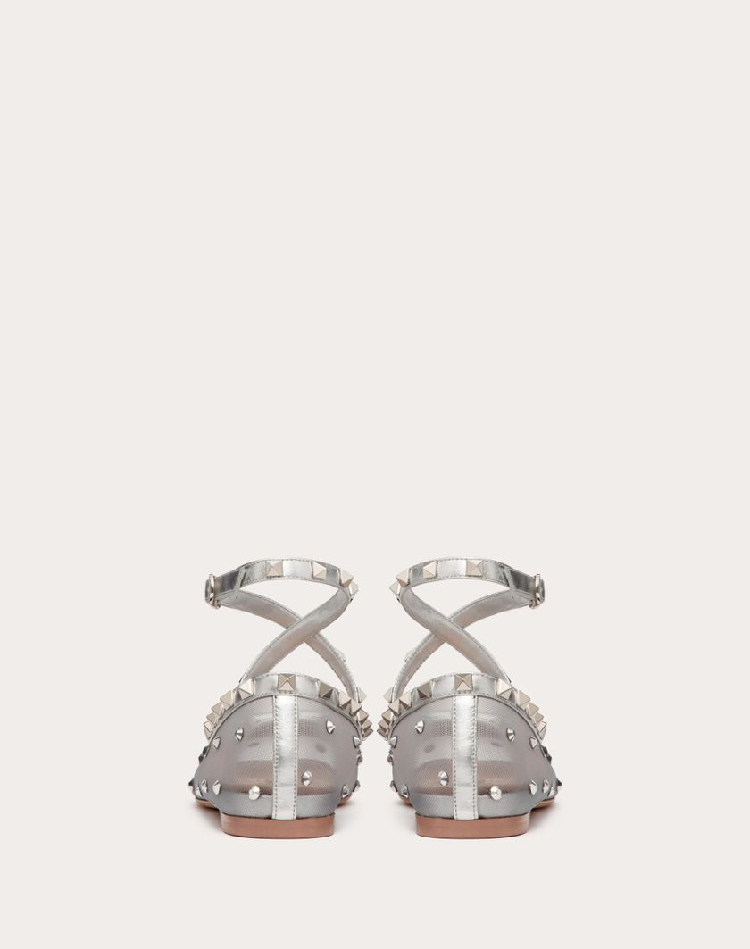 Valentino Handbags Ballerina Rockstud In Rete Con Cristalli per Donna in Pastel Grey/silver | Valentino IT Trasporto libero internazionale