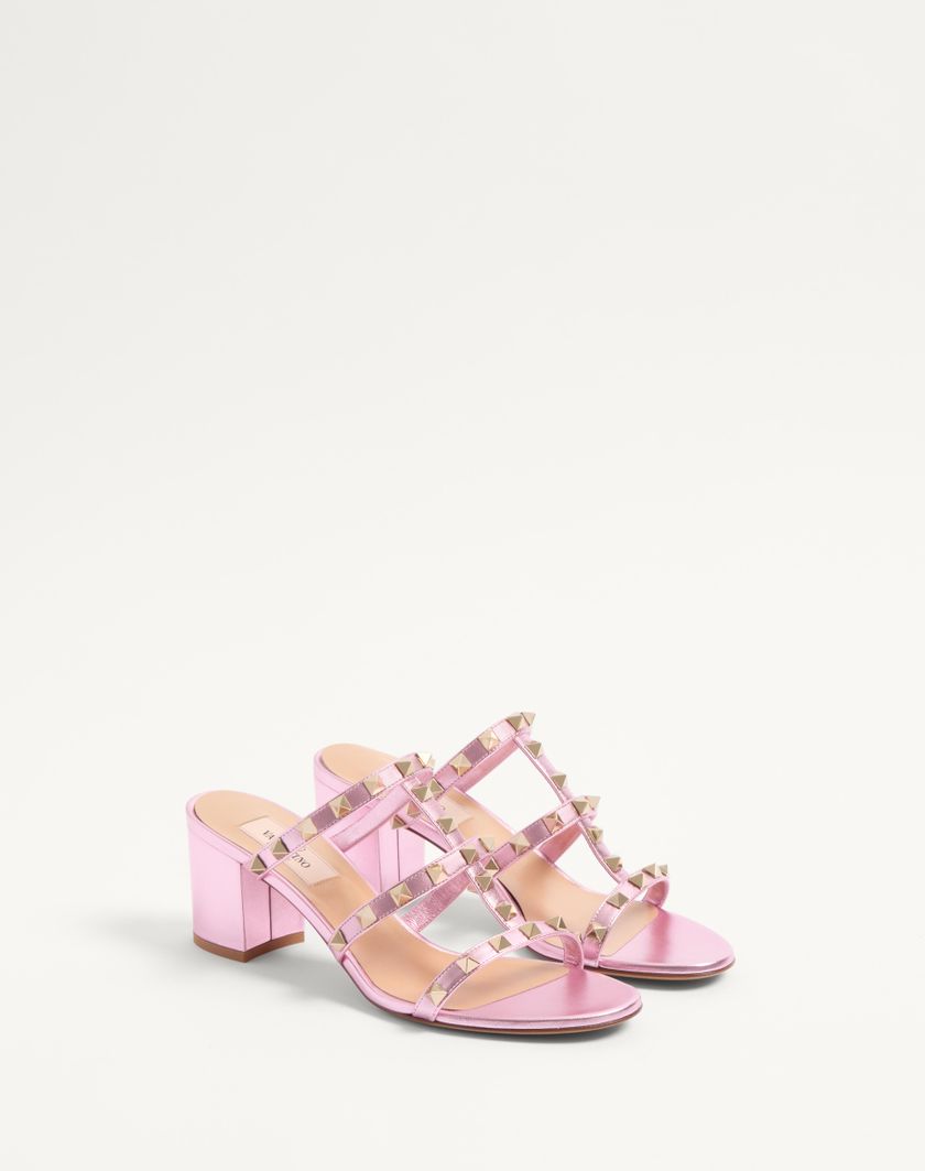 Valentino Handbags Sandalo Slide Rockstud In Nappa Laminata 60mm per Donna in Giacinto | Valentino IT Limitato a 3 giorni