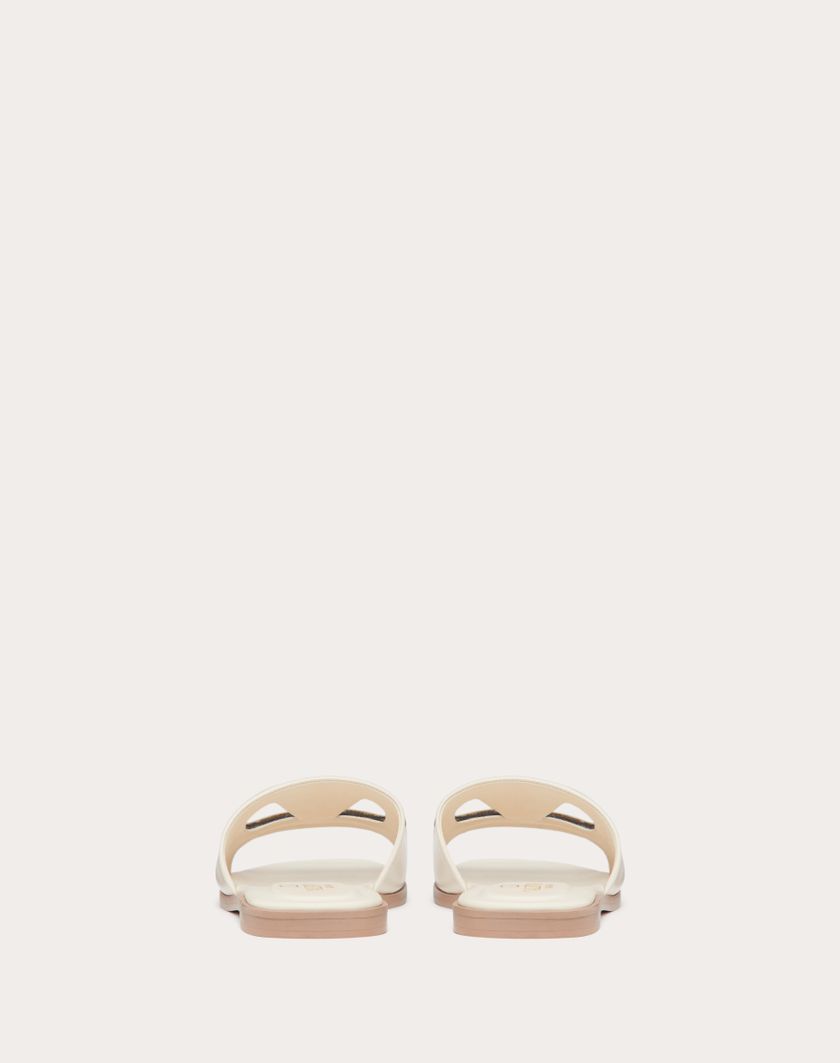 Valentino Handbags Sandalo Slide Vlogo Cut-out In Vitello per Donna in Azzurro/antique Brass | Valentino IT Nuovo
