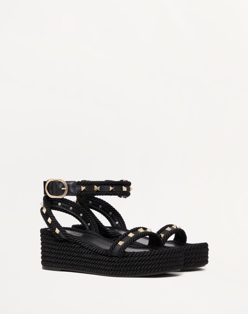 Valentino Handbags Sandalo Flatform Rockstud In Vitello 45mm per Donna in Poudre | Valentino IT Spedizione Gratuita